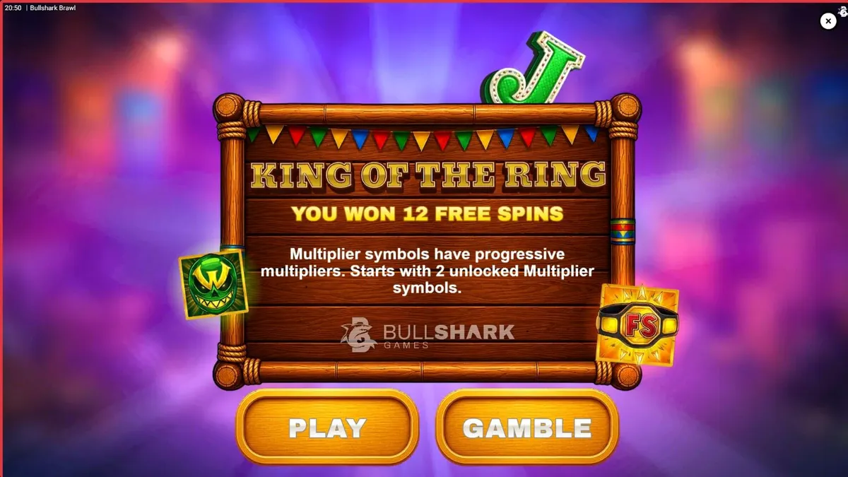 Giao diện trò chơi slot Bullshark Brawl với các chú cá mập đấu vật
